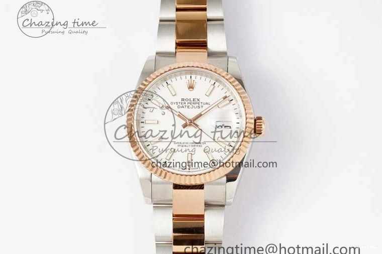 MiroTime 0508 Seasonal DateJust 36mm SS RG DIWF 1:1 Best Edition 904L Steel White Stick Dial on Jubilee Oyster SA 2306